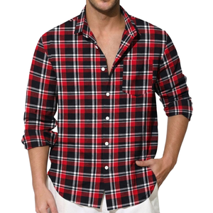 100% Cotton Custom Logo Men's Streetwear Distressed <b>Patchwork</b> Long-Sleeve Wrinkle-Resistant Autumn Plaid <b>Shirt</b> For Men & Woman - Product Image 6