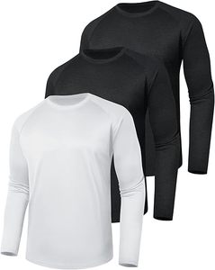 Camiseta de Manga Larga para Hombre, de Secado Rápido, Color Sólido, Cuello Redondo, Corte Holgado, Tejido de Poliéster, Informal, con Logotipo Frontal, Estilo Vintage, Talla Grande - Product Image 3