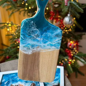 Emerald River Rectangle Resin Chopping Block with Wood <b>Knife</b> Handle-Non-Toxic Dishwasher <b>Safe</b> Easy to Clean 1.3cm Thick - Product Image 1