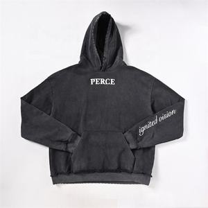 Sweat-shirt à capuche oversize pour homme PERCE en coton French Terry respirant avec poches, idéal pour l'automne et les tenues décontractées - Product Image 1