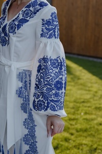 White Color <b>Dress</b> Ukrainian Traditional <b>Dress</b> Stunning Beautiful Style Long Sleeve <b>Dress</b> Luxury High Quality <b>Linen</b> - Product Image 4