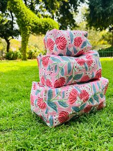 100% pure cotton quilted block print <b>makeup</b> bag vintage zipper travel toiletry pouch floral cosmetic organizer for women gifts - Product Image 5