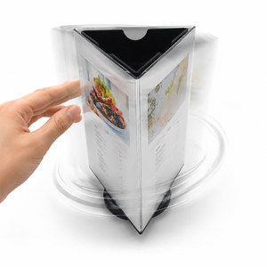 Versatile Rotating Customized for Modern Clear Acrylic Triangle <b>Table</b> Stand Menu Holder Stylish 3-Sided <b>Display</b> Solution for - Product Image 1