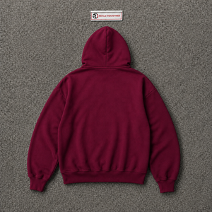 Sudadera con capucha oversize color granate para hombre, estilo streetwear, con estampado gráfico, hombros caídos, cremallera completa, informal y a la moda. - Product Image 6