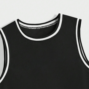 Ensemble de maillot de basket-ball noir unisexe, débardeur sans manches avec short, tissu en maille respirant, vêtements de sport pour adultes toutes saisons - Product Image 2