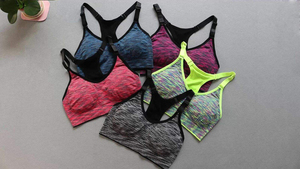 Women's Red Marble Print Racerback Sports <b>Bra</b> Medium Support <b>Stretch</b> Fit Workout Top - Product Image 6