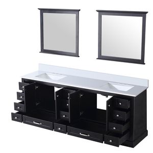 Espresso Double Bath <b>Vanity</b> with 34 In. <b>Mirrors</b> 84 In. W X 22 In. D White Quartz Top 34 In. <b>Mirrors</b> - Product Image 5