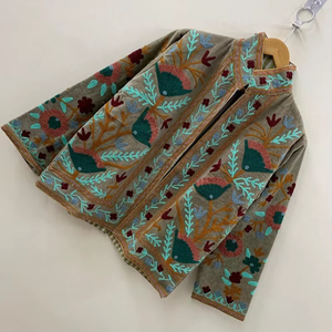 Handmade Velvet Suzani Embroidered <b>Jacket</b> Statement Festival <b>Jacket</b> Boho Floral Velvet Outerwear Winter Warmed Coat Gift For Her - Product Image 1