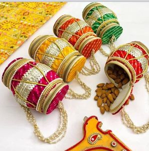Indian Handcrafted Dholak <b>Gift</b> <b>Boxes</b> for Wedding Favors Return <b>Gift</b> Potli Bags for Haldi Mehndi Sangeet Wedding Party Favors - Product Image 2