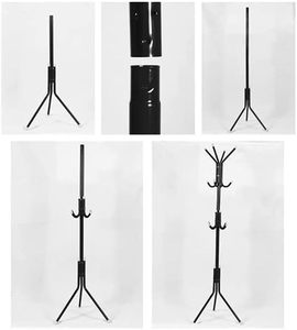 Minimalist <b>Standing</b> Metal <b>Coat</b> Rack With Height Adjustable Hooks For Living Room Storage - Product Image 4