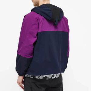 Wholesale Custom Logo Windproof Plain Jacket Custom Men's Full Zip Hood Pullover Anorak Windbreaker Jacket Color <b>Block</b> - Product Image 1