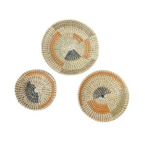 BEST SELLER BLUE LOTUS FARM <b>Modern</b> Natural Woven Round Seagrass Art <b>Wall</b> <b>Clock</b> 4-Piece Set-Back to School & Birthday Decor - Product Image 1