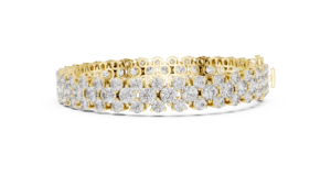 Bracelet de tennis pour femme en or jaune 18 carats plaqué rhodium avec diamants de laboratoire de luxe taillés, pierres latérales de 17,3 carats, pour mariage et fiançailles - Product Image 3