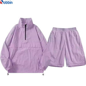 Conjunto Deportivo Unisex de 2 Piezas con Media Cremallera, Cómodo y Transpirable, Chaqueta Cortavientos de Verano y Pantalones Cortos Deportivos para Actividades al Aire Libre - Product Image 5