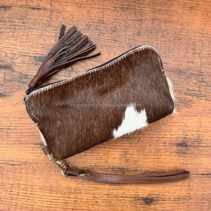 กระเป๋าหนังวัวมีพู่แบบตะวันตกทำด้วยมือกระเป๋าสตางค์แบบโบโฮมีสายคล้องข้อมือมีซิปสำหรับผู้หญิง - Product Image 2