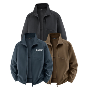 Nouvelle veste bomber d'hiver décontractée imperméable pour homme, col montant, logo frontal, multi-poches, en polaire softshell de haute qualité avec fermeture éclair - Product Image 3