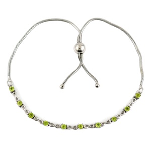Stylish <b>Infinity</b> Design 0.7Ct Peridot Gemstone Tennis <b>Bracelet</b> 925 Sterling Silver Fashion Jewelry Drawstring <b>Bracelet</b> Wholesale - Product Image 1