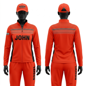 Premium 280 GSM polyester interlock women cricket tracksuit <b>grey</b> beige contrast panel design zipper <b>jacket</b> custom number print - Product Image 5