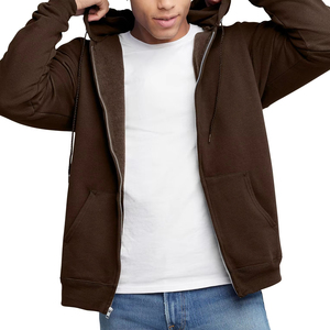 Sweat à capuche zippé pour homme, couleur unie, coupe classique, en molleton de coton, décontracté, avec poches, confortable pour l'hiver - Product Image 5