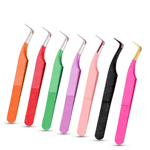 Pinzas para Extensión de Pestañas Coloridas Probadas a Mano, con Punta Afilada, Hechas de Acero Inoxidable, con Logotipo, al por Mayor - Product Image 1