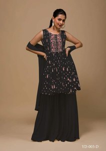 Salwar Kameez de Diseñador con Bordado de Lentejuelas en Georgette Pesado, Hecho a Medida, para Fiestas, Cumpleaños, Compromisos, Sangeet - Product Image 2