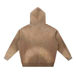 Sweat à capuche pour homme, 450 g/m², effet vieilli pulvérisé, lavage abrasié, coupe oversize, avec patch laser et broderie DTG - Product Image 4