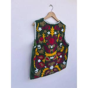 Chaleco de Algodón Bordado Suzani Hecho a Mano, Estilo Vintage, Tradicional Indio, Ecológico, Transpirable, Regalo para Ella - Product Image 6
