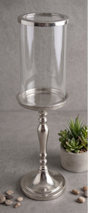 Decorative <b>Silver</b> Color Hurricane Candle Pillar Holder for Room Decoration Home Decor Tabletop Decorative Candle Pillar Holder - Product Image 4
