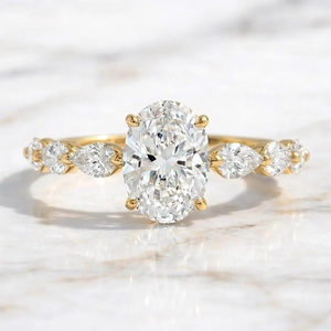 Bague de fiançailles classique en or jaune avec diamant de laboratoire de qualité supérieure, 2 carats, taille marquise, pour femme - Product Image 1