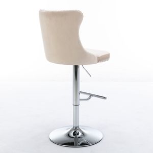 Modern 25-33 Inch Swivel Velvet Barstools with <b>Adjustable</b> Seat <b>Height</b> Comfortable Upholstered Chrome Base <b>Bar</b> <b>Stools</b> Backrest - Product Image 5