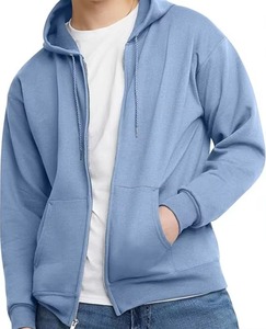 เสื้อฮู้ดผู้ชาย สีพื้น ผ้าฝ้ายฟลีซ 100% ซิปหน้า สวมใส่สบายๆ สำหรับฤดูใบไม้ร่วง ทรงปกติ แบบถัก - Product Image 1