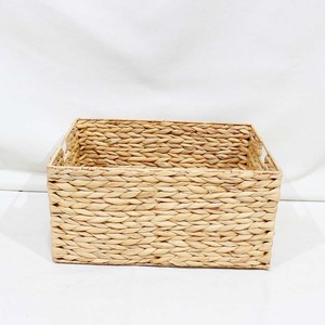 Top Selling Eco-Friendly Simple Natural Water Hyacinth <b>Storage</b> <b>Basket</b> <b>Rectangular</b> Shelf Organizer with Iron Frame - Product Image 3