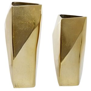 Jarrón de aluminio hecho a mano, diseño contemporáneo, grande, acabado en latón martillado dorado, pieza decorativa para el hogar. - Product Image 3