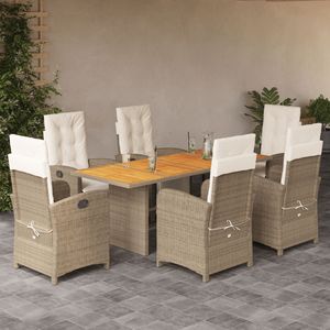 Ensemble de salle à manger patio en poly rotin beige 7 pièces avec coussins ensembles de jardin - Product Image 1