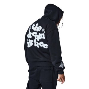 Ensemble de survêtement personnalisé pour homme avec impression en relief, pantalon de jogging respirant et léger en molleton 100 % coton écologique coupe-vent - Product Image 3