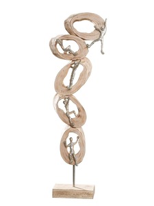 Sculpture contemporaine avec des figures argentées, décoration artistique de table, forme irrégulière faite à la main, décoration de salon - Product Image 1