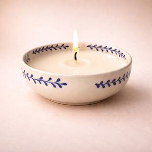 Hand Painted Ceramic Candle Vessel Wide Bowl Thick Durable Heat Resistant Smooth Finish Single Wick Elegant Home Decor - Product Image 1