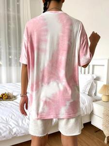 Camiseta de cuello redondo extragrande para mujer, de corte holgado, manga corta, color liso, de algodón jersey, informal, transpirable. - Product Image 4