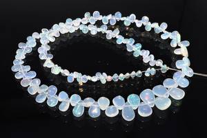 Cuentas de Ópalo Etíope Natural AAA, Forma de Pera Lisa, Hilo de 8 Pulgadas, Cuentas de Ópalo Welo Brillantes con Forma de Pera Lateral, Cuentas de Ópalo Natural de Alta Calidad - Product Image 2