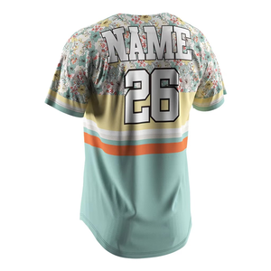 Camisetas de Béisbol Deportivas de Manga Corta con Estampado Digital Transpirable, Uniformes Personalizados con Botones - Product Image 3