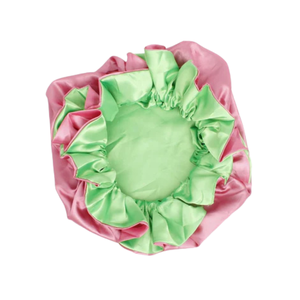 Gorro de Satén Rosa y Verde AKA, Gorro Protector de Cabello con Forro de Seda para Dormir, para Cabello Rizado Natural, Accesorio para el Cuidado del Cabello - Product Image 3