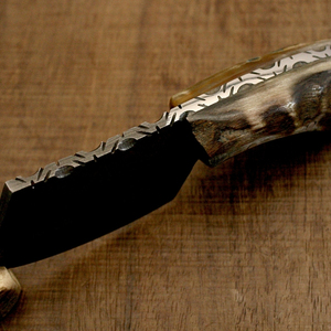 Cuchillo de Cocina con Hoja Ancha de Acero con Patrón Damasco y Mango Decorativo de Madera Natural, Herramienta de Corte, Pieza Decorativa - Product Image 4