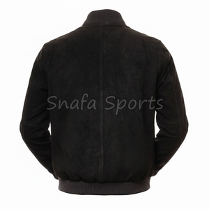 Sheepskin <b>Shearling</b> Leather <b>Jacket</b> Casual <b>Jacket</b> with Zippered Closure Genuine Leather <b>Bomber</b> <b>Jacket</b> for Men's - Product Image 2