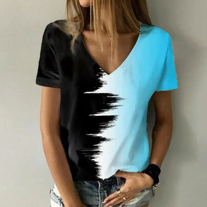 Women's Summer Casual V-Neck Crop Top Breathable Cotton Short Sleeve Loose Fit Crop Length T-Shirt XL XXS Sizes Wholesale Price - Product Image 4