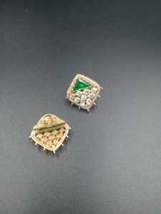 Luxury AMAIRA JEWELS Gold Plated <b>Silver</b> <b>Stud</b> <b>Earrings</b> Emerald Diamond Geometric Design Classic Women's Everyday Wear Jewelry - Product Image 1