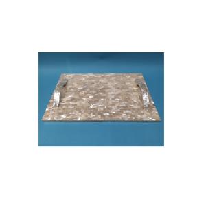 Plateau de service en nacre, forme ronde en rotin, articles de décoration pour la maison, rangement, plateau en nacre - Product Image 2