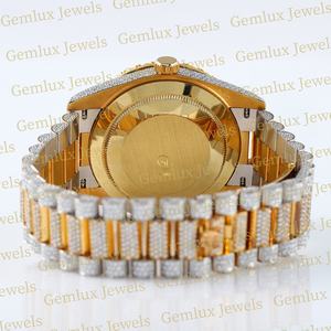 Premium Quality Pass Diamond Tester Roman Dial D VVS Iced Out Moissanite Diamond Green Dial Two Tone Hip Hop <b>Watch</b> <b>For</b> <b>Men</b> - Product Image 3