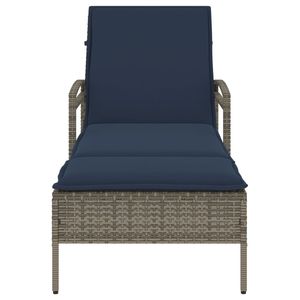 Chaise longue en polyrotin 24,8 x 78,7 x 31,9 po avec coussin gris pour l'extérieur – Expédition aux États-Unis uniquement - Product Image 4