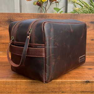 Wholesale Large Hanging Travel Shaving Kit <b>for</b> <b>Men</b> Genuine Leather Dopp Kit Toiletry <b>Bag</b> Cowhide Leather Cosmetic <b>Bags</b> <b>for</b> Women - Product Image 5