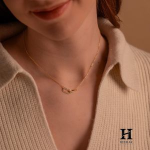 Collier tendance en or 14 carats avec pendentif diamant en chaîne, bijoux fins minimalistes - Product Image 3